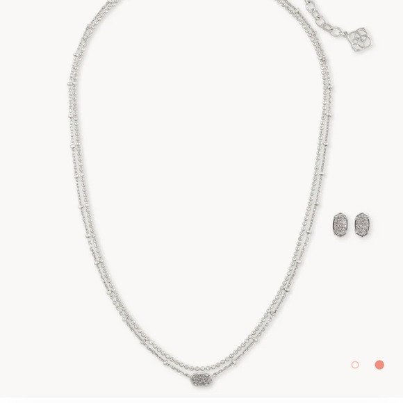 Kendra Scott Emilie Multi Strand Necklace & Earrings Gift Set in Platinum - Picture 3 of 9